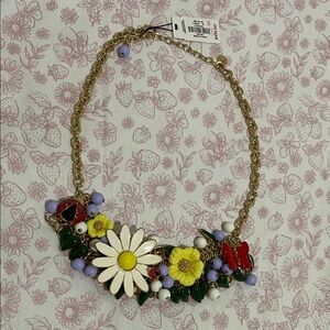 Floral Statement Necklace with Gold Chain